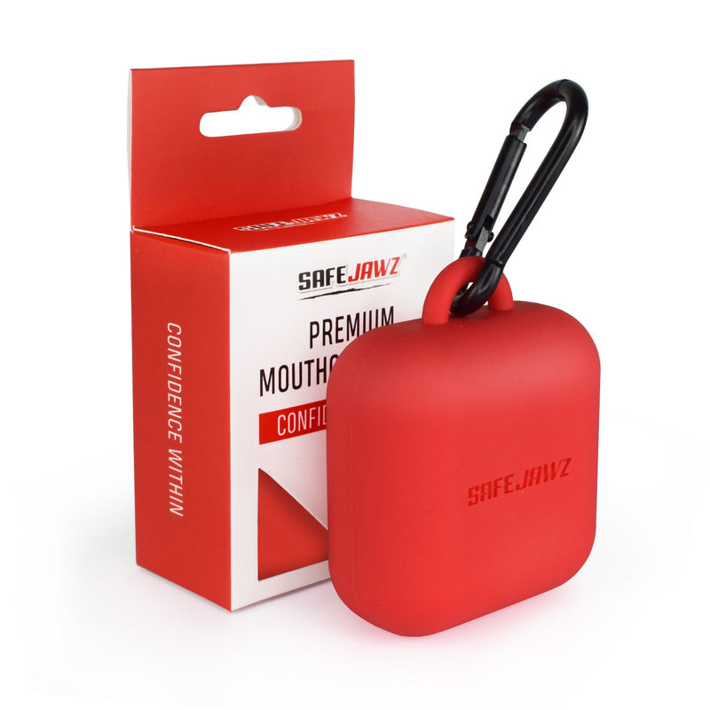 SafeJawz Premium silikonové pouzdro pro chrániče zubů - červená