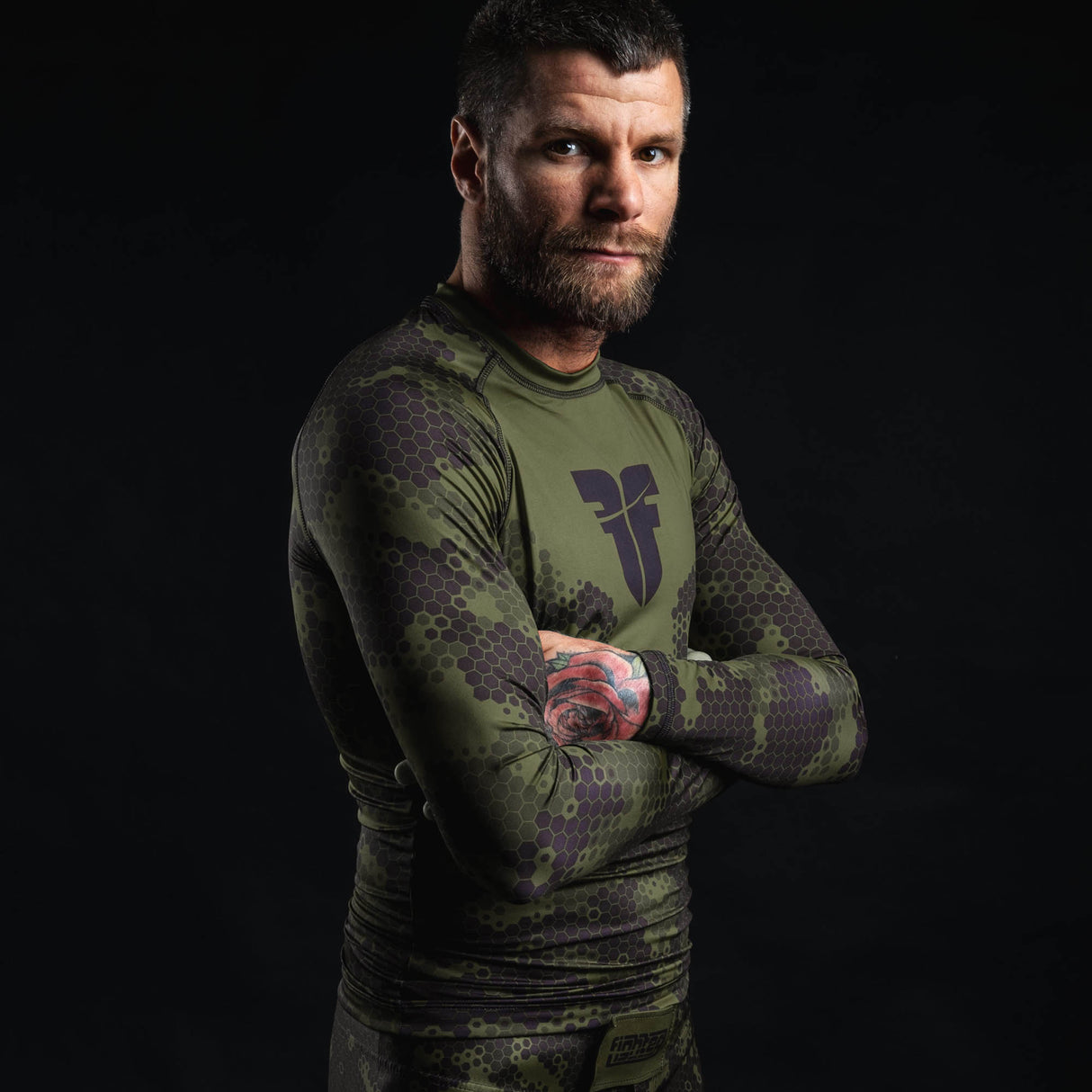 Rash guard Fighter - Honey Camo -zelená, FRG-16